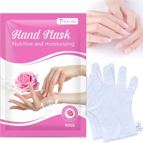 PUTIMI 10pack Rose Hand Mask Essence Whitening Moisturizing Nourishing Hydrating Dead Skin Remove Hand Care Hand Mask Spa Gloves