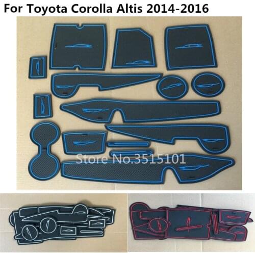 Car Groove Gate Slot Armrest Storage Rubber non-slip mats water proof mat inner door pad For toyota Corolla Altis 2014 2015 2016
