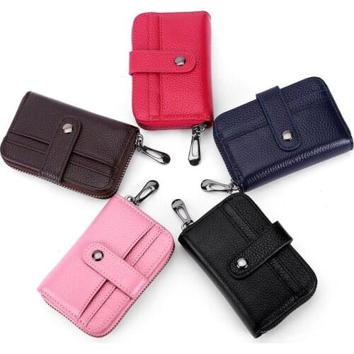 Top layer Cohide Men Card wallet Short Purse For bank cards Genuine leather Male Card case Zipper Hasp New Credit card holder