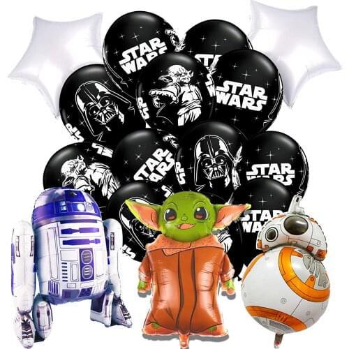 17 pieces of Star Wars balloons, baby Yoda balloon bouquet decoration Star Wars childrens birthday party supplies