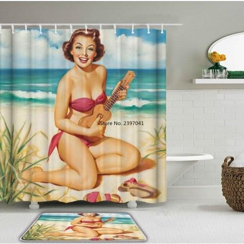 Red Lip Shower Curtains Waterproof Bathroom Curtain Toilet Mat Non-Slip Rug Set for Bathtub Decor Love Sexy Woman Shower Curtain