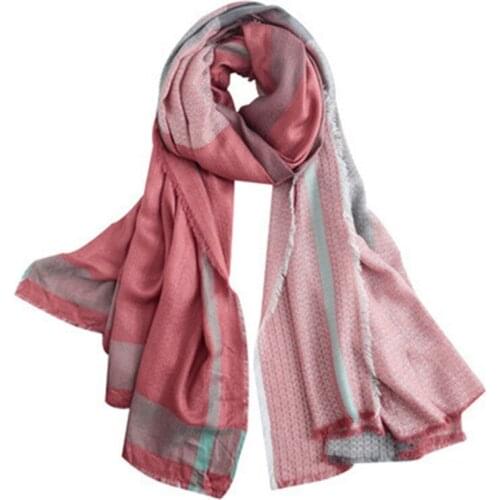 Super large size wool modal blend women fashion patchwork scarfs shawl pashmina 128x200cm small tassel multicolor