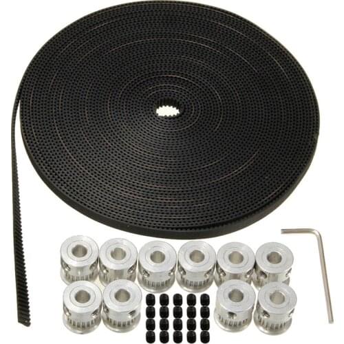 10pcs 20Teeth GT2 Timing Pulley Bore 5mm + 10m 33ft 2GT GT2 Timing Belt 6mm wide for 3D printer CNC RepRap