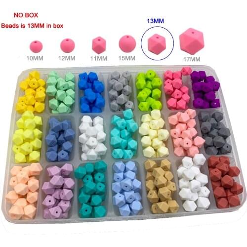 13MM silicone beads Hexagon candy color 100PC baby teether Silicone Hexagon bead Necklace Pendant DIY nursing bracelet kids bead