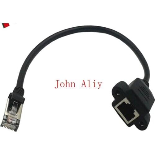 Hot sale 30cm 8P8C FTP STP UTP Cat 5e Male to Female Lan Ethernet Network Extension Cable with Panel Mount Holes