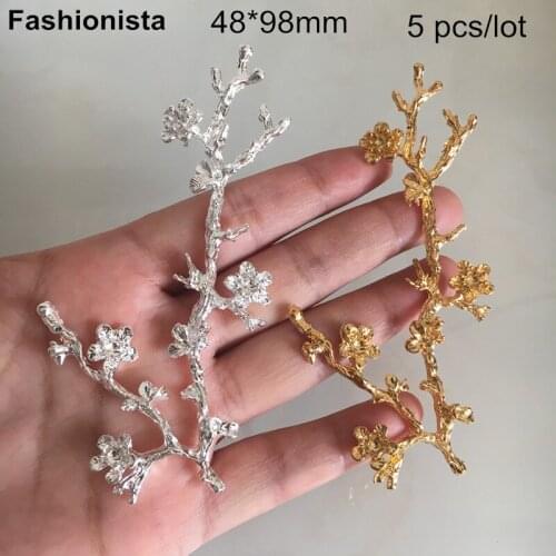5 pcs Brass Cast Wintersweet Branch,48*98mm,Gold-color,Silver-color,Large Tree Branch,Winter Flower Branch,DIY Jewelry Supplies