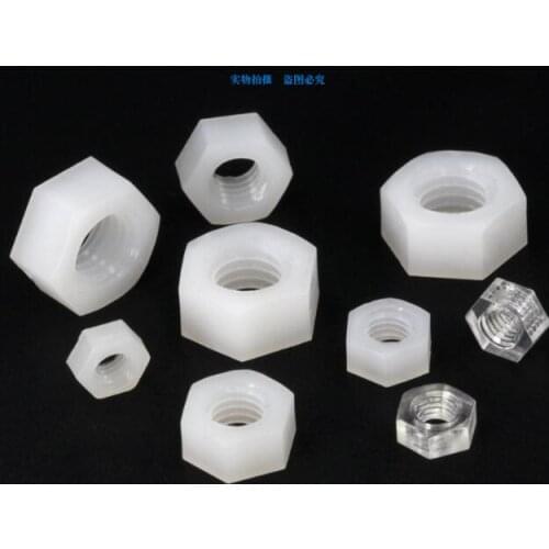 50pc M2 M2.5 M3 M 4M5 M6 M8 M10 M12 Plastic nut Nylon hex nut Nylon screw cap black white Transparent