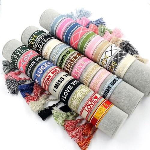 Bohemia Embroidery Woven Tassel Bracelets For Women Handmade Adjustable Rope Braided Bracelet Friendship Ethnic Christmas Gifts
