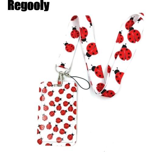 Ladybird Insect Key lanyard Car KeyChain ID Card Pass Gym Mobile Phone Badge Kids Key Ring Holder Jewelry Decorations