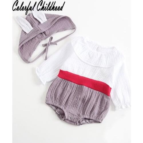 Cotton bunny design romper baby girls cotton long sleeve body suit infant kids toddler daily outfits 0-24m