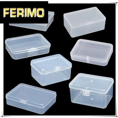 EASONOV many Sizes Optional Square Transparent Plastic Jewelry Storage Boxes Beads Crafts Case Containers