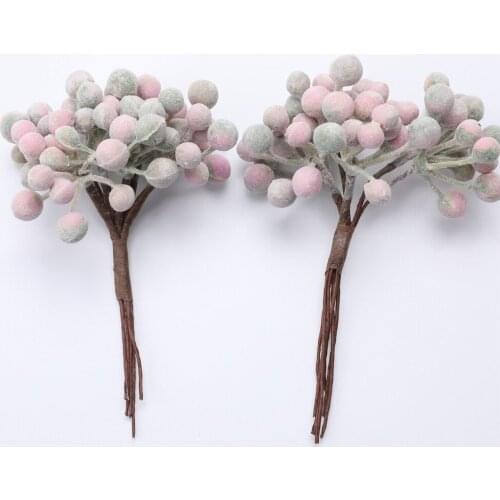 12 Pieces Christmas Artificial Holly Berries Fake Pink Berries for Tree