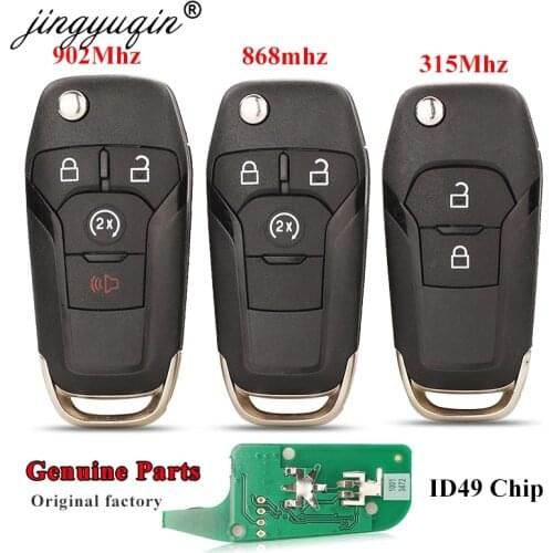 Jingyuqin 315/868/902Mhz ID49 Flip Remote Control Car Key for Ford F-150 F-250 350 450 550 Ranger Mondeo Galaxy 2/3/4BTN key Fob