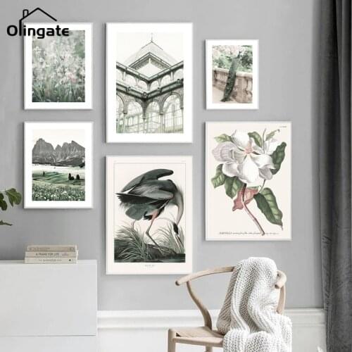 Scandinavian Poster Canvas Painting Animals Flower Nordic Style Building Nature Lake Landscape Wall Art One Piece Home Decor