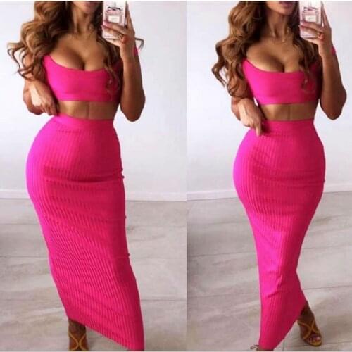 2 Piece Set Fashion Women Bodcyon Bandage Dress Apricot & Rose Red Evening Club Dresses V-Neck Strap Casual dresses vestido
