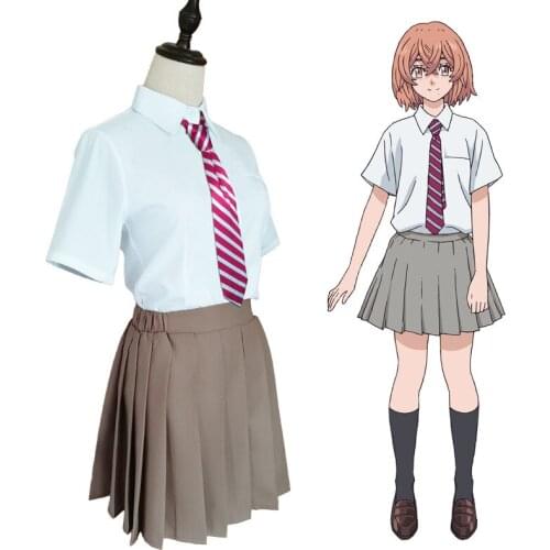 Anime Tokyo Revengers Tachibana Hinata Cosplay Costume JK Uniform Shirt Tie Skirt Socks Suit Short Sleeve School Uniform Outfits