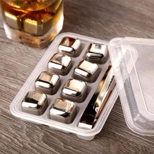 Stainless Steel Ice Cubes Bucket Bar KTV Magic Vodka Whiskey Stone Wine Whisky Beer Cooler Holder Chiller Tool