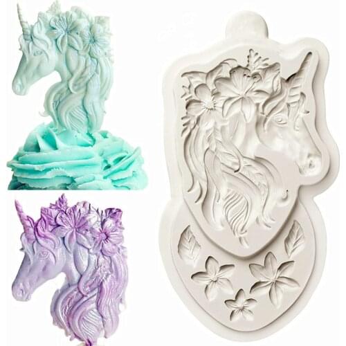 Kitchen Baking Tool Unicorn Flower Silicone Resin Mold DIY Cake Pastry Fondant Moulds Dessert Chocolate Lace Decoration Supplies