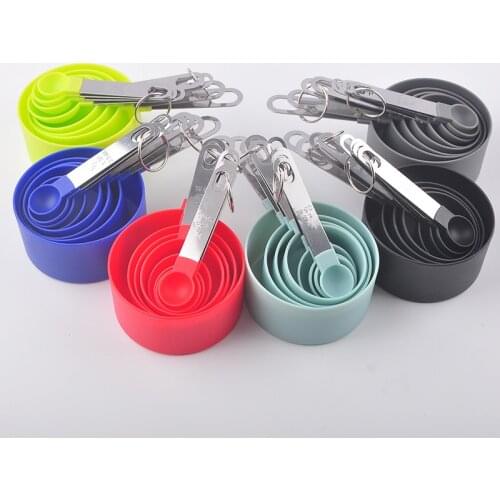 8pcs/Set Measuring Cups And Spoons Durable PP Baking Cooking Measuring Tools Kitchen Measuring Spoon With Stainless Steel Handle
