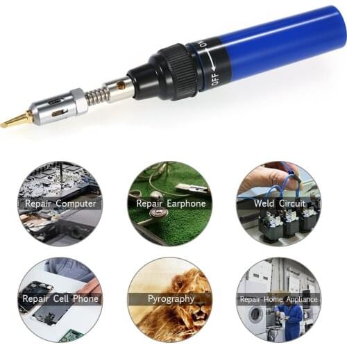 13Pcs Soldering Iron Kit 26ml Full Electronics Set Pen Welding Tool Car Repairing Gas Soldering Self-igniting Torch Outdoors