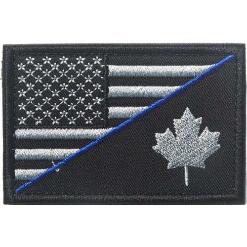 CANADIAN American SWAT POLICE CANADA USA FLAG PATCH BLUE LINE THIN BLACK OP PATCH BADGE FOR BACKPACK JACKET