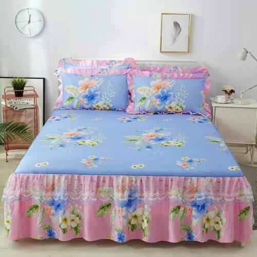 New 1 Piece Lace Bed Skirt +2pieces Pillowcases bedding set Princess Bedding Bedspreads sheet Bed For Girl bed Cover King/Queen