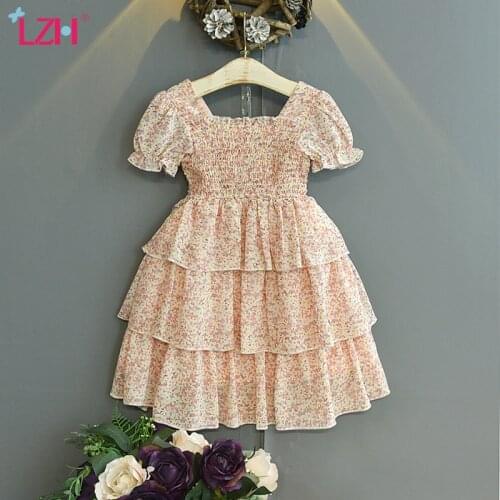 LZH New Summer Dress 2021 Thin Section Chiffon Dress For Kids Clothing Girls Short Sleeve Princess Dress For Childrens 2-6 Year