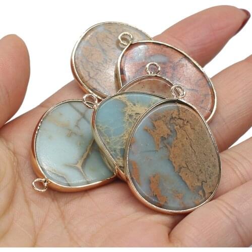 New Big Water Drop Stone Pendants Gold-plated Natural Stone Pendant for DIY Trendy Necklace Earrings Jewelry Making