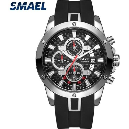 New silicone quartz watches Men Night light display SMAEL Watch Men business Watches9087 Waterproof Alloy Watches