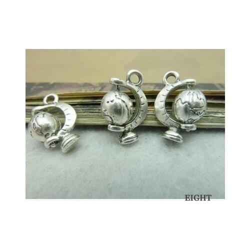 Zinc alloy pendant jewelry accessories diy handmade material charms Movable globe 13 * 19 mm