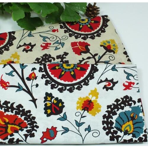 Half A Meter Printed Cotton Linen Fabric Sewing Patchwork Tablecloth Pillow DIY Decoration Craft Material Textile