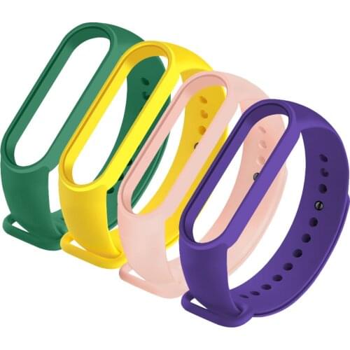 Silicone Watch Strap Replacement Belt For Xiaomi Band 5 Solid Color Bracelet New Wristband For MI Band 5 Watchband Accessories
