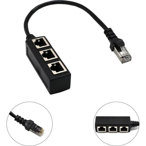 RJ45 Network 1 to 3 Port Ethernet Adapter Splitter Cable Male To 3 Female LAN High Speed Cord