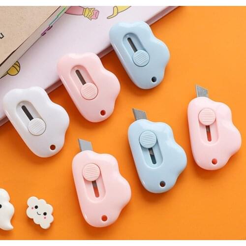 Cute Cloud Color Mini Portable Utility Knife Paper Cutter Cutting Paper Razor Blade Office Stationery Escolar Papelaria