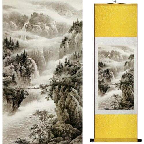 Old fashion painting landscape art painting Chinese traditional art painting China ink painting201907161414