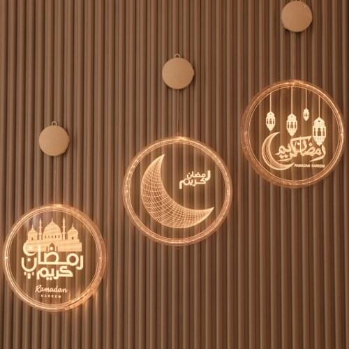 LED Hanging Wall Lights Islamic Muslim Ramadan Festival Lamps Home Party Festival Decorative Window Atmosphere Night Lights