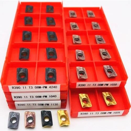 R390 11T308 PM 1010 1025 1130 1030 1040 4240 Carbide inserts are used for indexable face milling turning tools CNC lathe parts