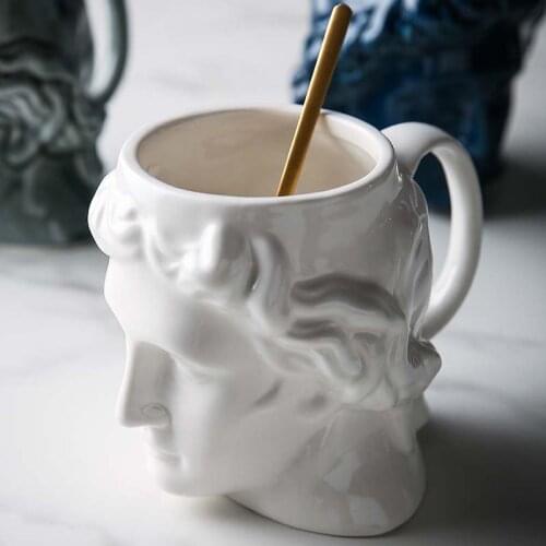 Creative Cartoon David Sculpture Mug Milk Coffee Ceramic Cup Head Ceramic Teacup Water Coffee Cup Tableware