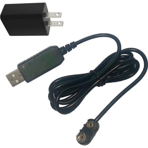 Universal EU or US Plug USB Adapter 6F22 9V Battery Eliminator Can Replace 9V Battery with 2m Power Supply Cable