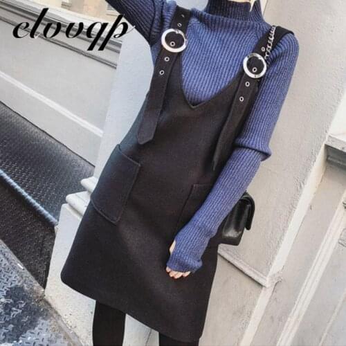 Women Vest Dress V-neck Strap Dress Autumn Winter Elegant Sleeveless Solid Dress Female Fashion Casual Woolen Dresses Vestidos