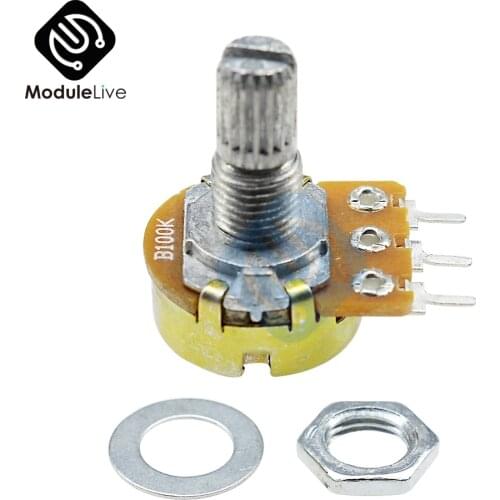 1PC 100K ohm Linear Taper Rotary Potentiometer Panel pot B100K 15mm WH148 3 Pins