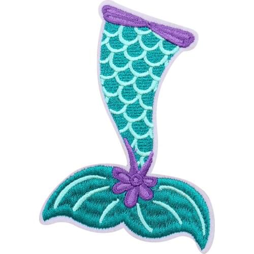 2PCS Mermaid Cartoon Appliques DIY Patch Cute Embroidery Patches for Clothing Iron on Clothes Stickers Shirt Fabric Wholesale
