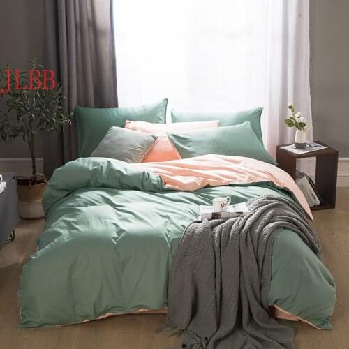 2020 New Home bedding cotton set solid bed linen set 100% cotton AB side duvet cover set Brief style bedclothes 3/ 4pcs bed set
