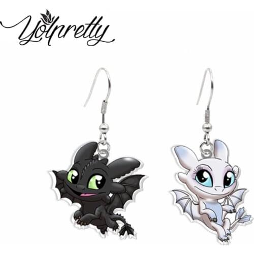 2021 New Arrival Anime Animals Dragons Tiger Panda Characters Handcraft Acrylic Epoxy Fish Hook Dangles Earrings