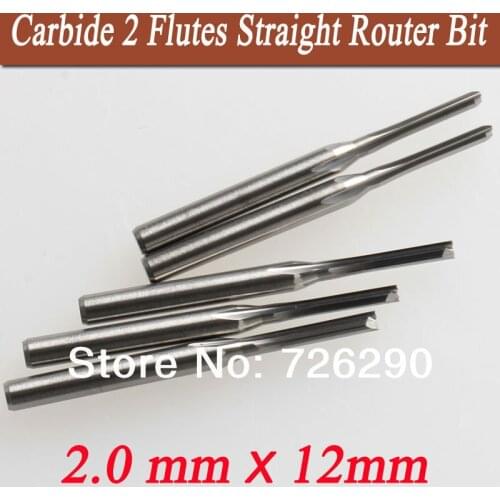 5pcs 3.175*2.0*12mm Two Straight Flute Carbide Endmills Cutting Milling Tool Solid Carbide No Burr Tools For Carving Wood