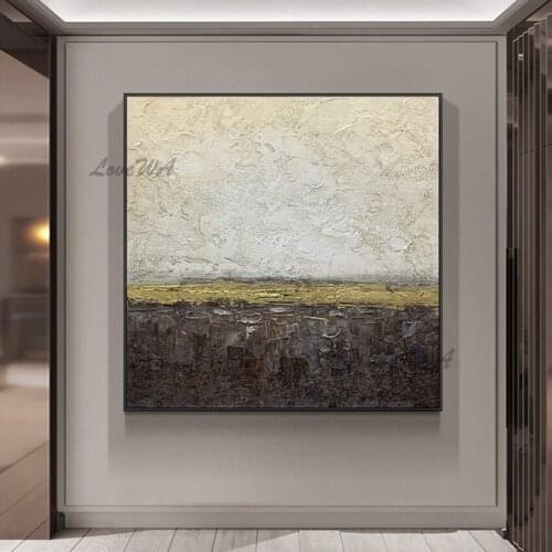 Dark And Light Colors Stitched Abstract Oil Painting With Gold Texture Modern Large Home Decoration Wall Canvas For Living Room