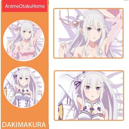 Anime Re Zero Emilia Lovely Girl Pillowcases Otaku Dakimakura Hugging Body Throw Pillow Case Cover Bedding