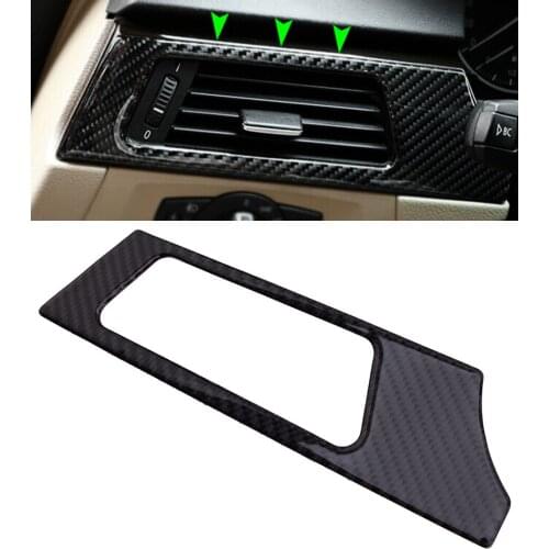 Beler Black Carbon Fiber Car Inner Left Air Vent Outlet Cover Trim Frame Fit For BMW 3 Series E90 E92 E93 2005-2010 2011 2012