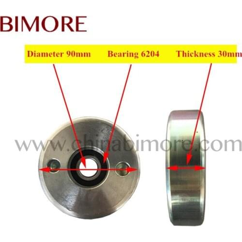 BIMORE Escalator Handrail Guide Roller OD90mm Thickness 30mm Bearing 6204