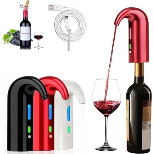 One-Touch Electric Wine Pourer Wine Aerator Pourer Instant Wine Decanter Dispenser Pump USB Rechargeable Automatic Bar Tools